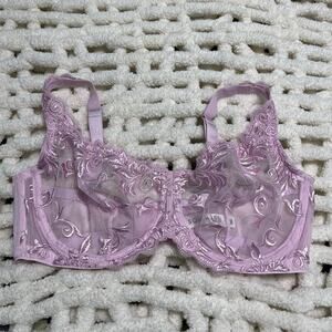 Soma Sensuous Lace Unlined Full Coverage Bra Pink Floral Super Sheer 36D